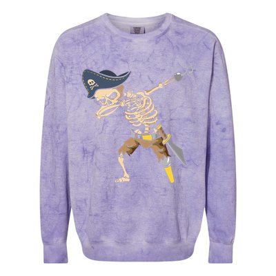 Halloween Dabbing Pirate Skeleton Colorblast Crewneck Sweatshirt