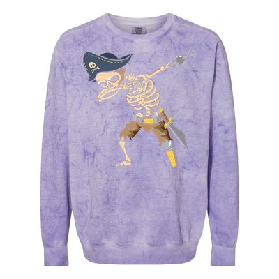 Halloween Dabbing Pirate Skeleton Colorblast Crewneck Sweatshirt