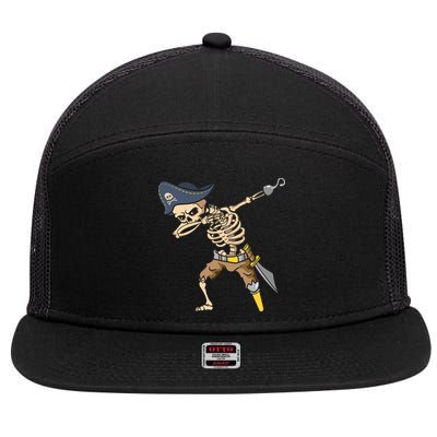 Halloween Dabbing Pirate Skeleton 7 Panel Mesh Trucker Snapback Hat