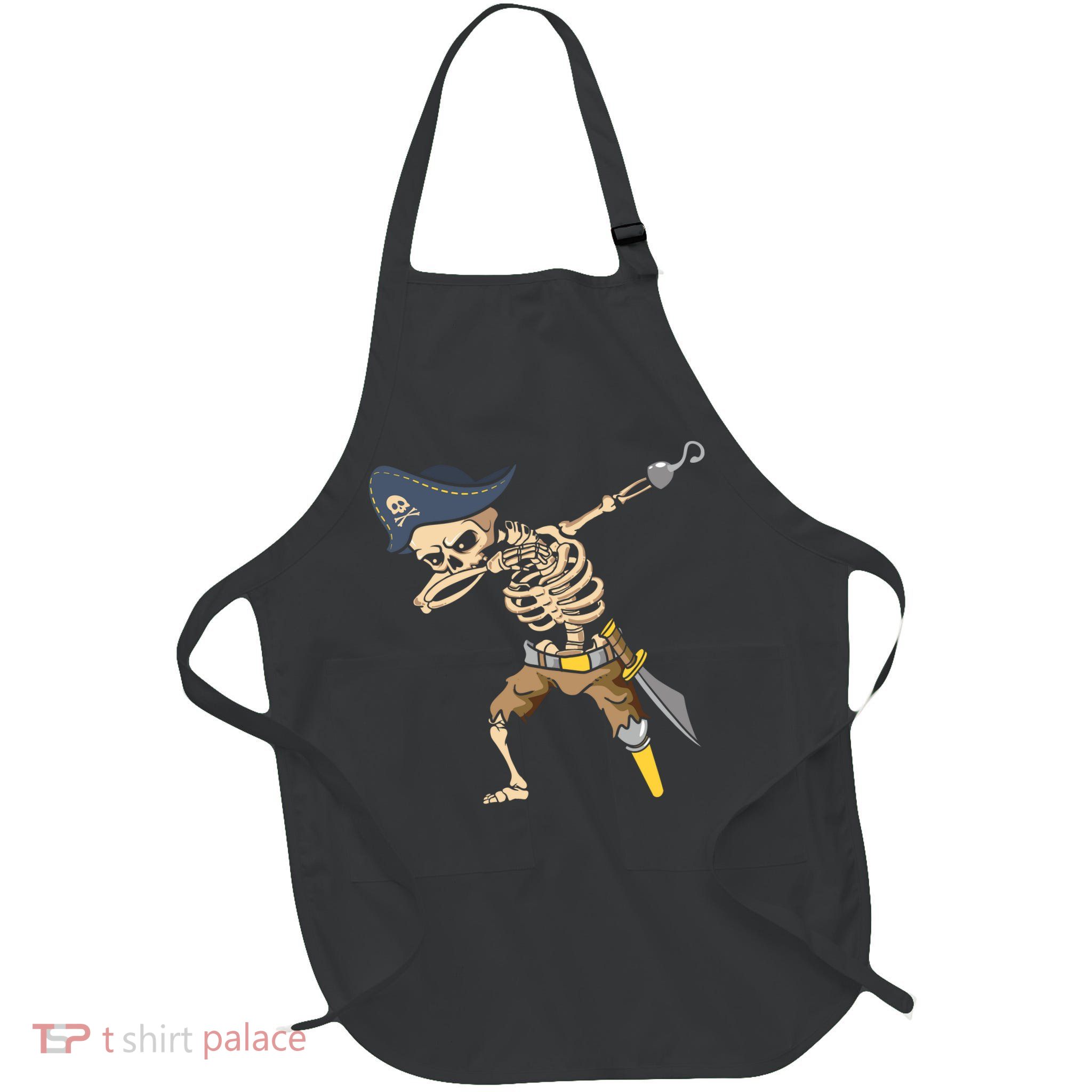 Halloween Dabbing Pirate Skeleton Full-Length Apron With Pockets