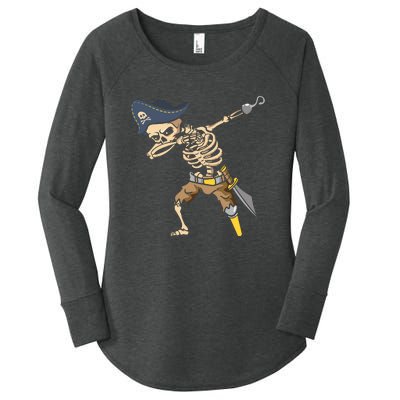 Halloween Dabbing Pirate Skeleton Women's Perfect Tri Tunic Long Sleeve Shirt