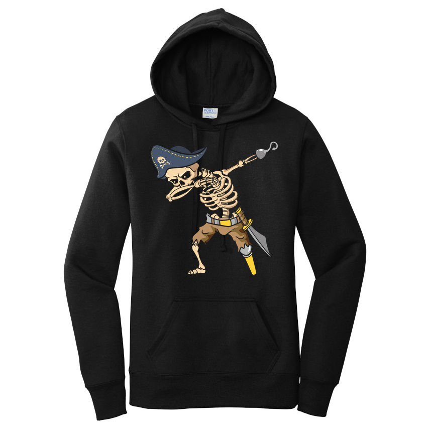 Halloween Dabbing Pirate Skeleton Women's Pullover Hoodie