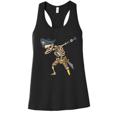 Halloween Dabbing Pirate Skeleton Women's Racerback Tank