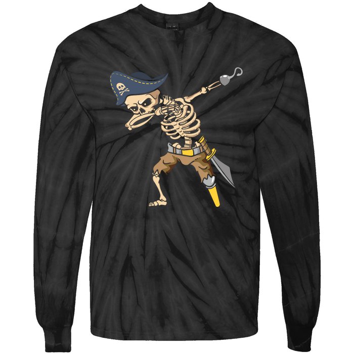 Halloween Dabbing Pirate Skeleton Tie-Dye Long Sleeve Shirt