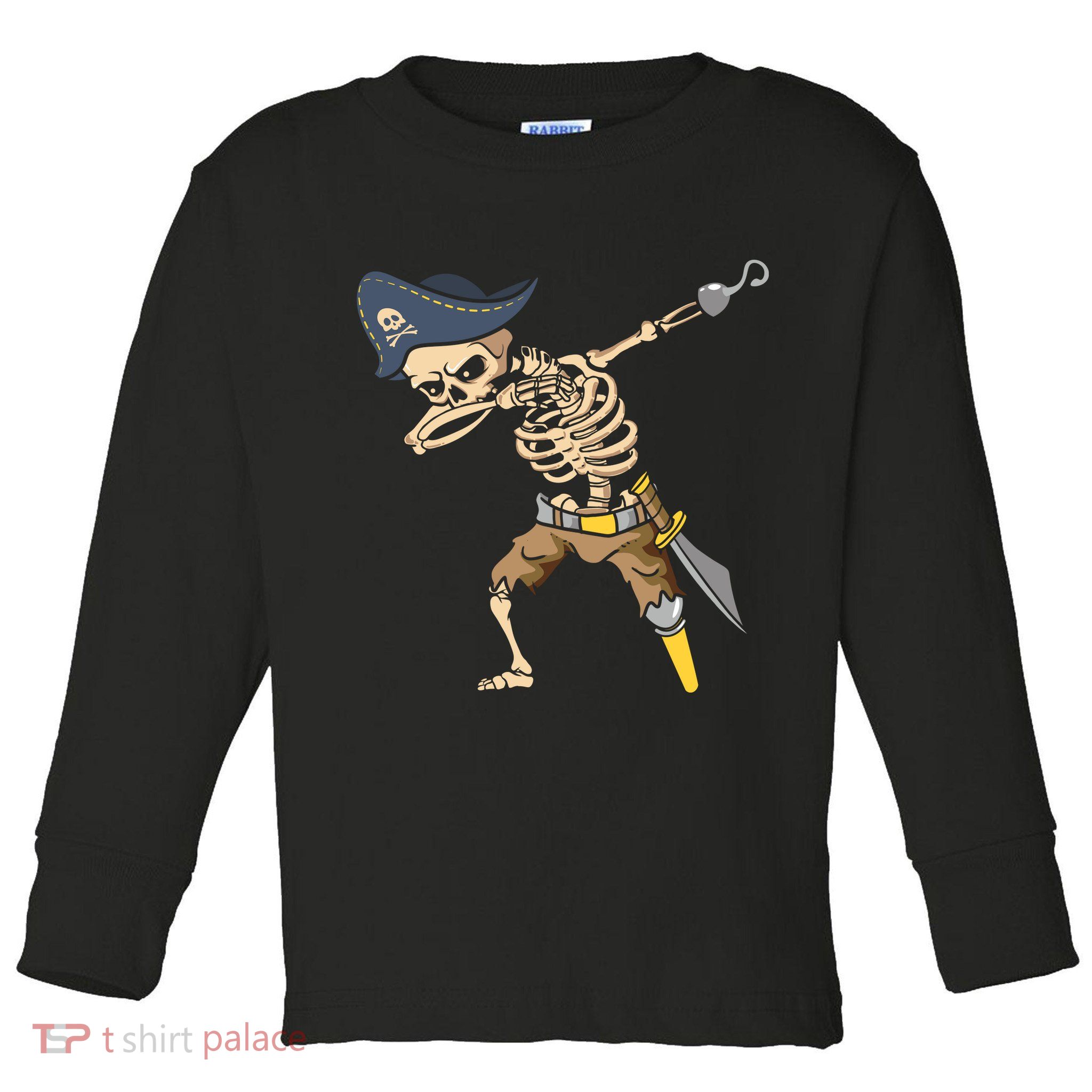 Halloween Dabbing Pirate Skeleton Toddler Long Sleeve Shirt
