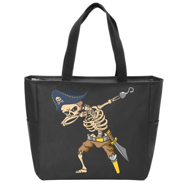 Halloween Dabbing Pirate Skeleton Zip Tote Bag