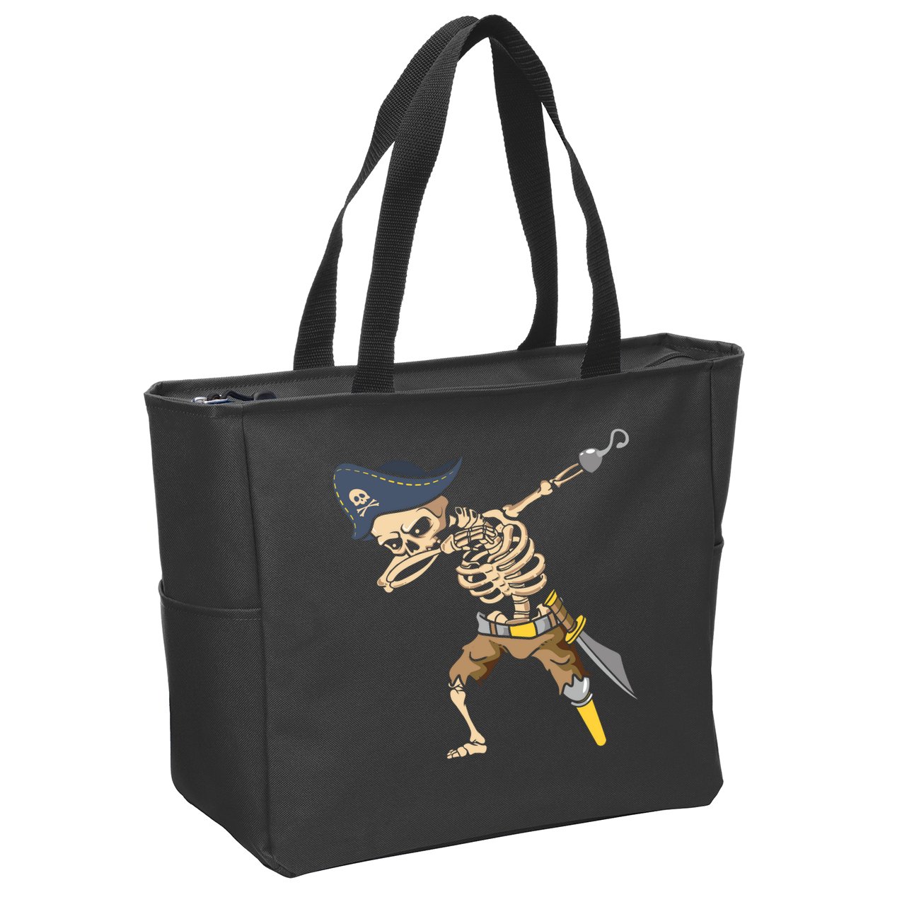 Halloween Dabbing Pirate Skeleton Zip Tote Bag