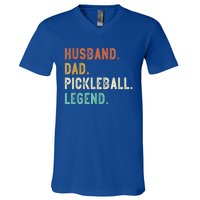 Husband Dad Pickleball Legend Funny Dad Pickleball V-Neck T-Shirt