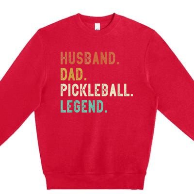 Husband Dad Pickleball Legend Funny Dad Pickleball Premium Crewneck Sweatshirt