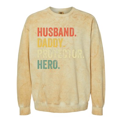 Husband Daddy Protector Hero Father's Day Vintage Retro Colorblast Crewneck Sweatshirt