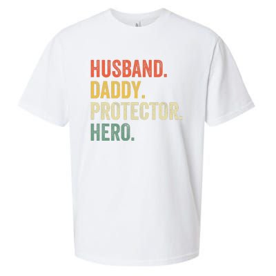 Husband Daddy Protector Hero Father's Day Vintage Retro Sueded Cloud Jersey T-Shirt