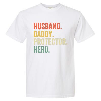 Husband Daddy Protector Hero Father's Day Vintage Retro Garment-Dyed Heavyweight T-Shirt