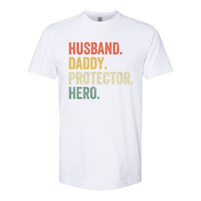 Husband Daddy Protector Hero Father's Day Vintage Retro Softstyle® CVC T-Shirt