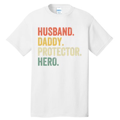 Husband Daddy Protector Hero Father's Day Vintage Retro Tall T-Shirt