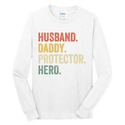 Husband Daddy Protector Hero Father's Day Vintage Retro Tall Long Sleeve T-Shirt