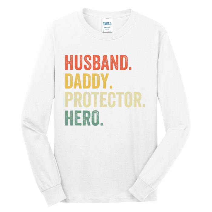 Husband Daddy Protector Hero Father's Day Vintage Retro Tall Long Sleeve T-Shirt