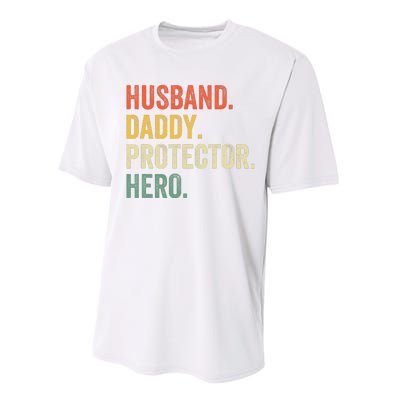 Husband Daddy Protector Hero Father's Day Vintage Retro Performance Sprint T-Shirt