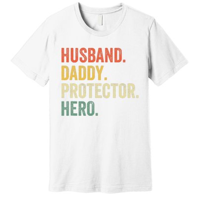 Husband Daddy Protector Hero Father's Day Vintage Retro Premium T-Shirt