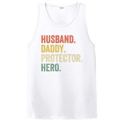 Husband Daddy Protector Hero Father's Day Vintage Retro PosiCharge Competitor Tank