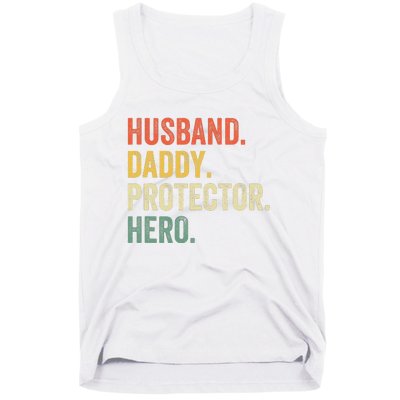 Husband Daddy Protector Hero Father's Day Vintage Retro Tank Top