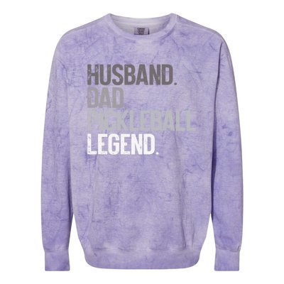 Husband Dad Pickelball Legend Funny Pickleball Player Gift Colorblast Crewneck Sweatshirt