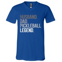 Husband Dad Pickelball Legend Funny Pickleball Player Gift V-Neck T-Shirt