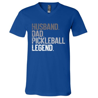 Husband Dad Pickelball Legend Funny Pickleball Player Gift V-Neck T-Shirt