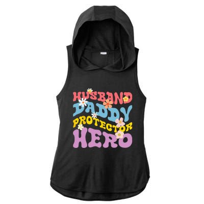 Husband Daddy Protector Hero Ladies PosiCharge Tri-Blend Wicking Draft Hoodie Tank