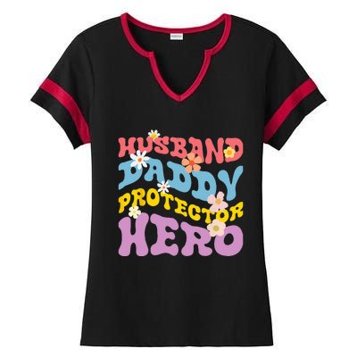 Husband Daddy Protector Hero Ladies Halftime Notch Neck Tee