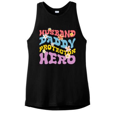 Husband Daddy Protector Hero Ladies PosiCharge Tri-Blend Wicking Tank