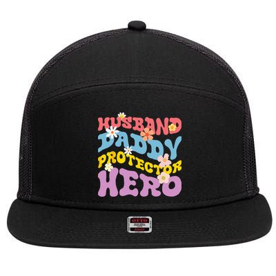 Husband Daddy Protector Hero 7 Panel Mesh Trucker Snapback Hat