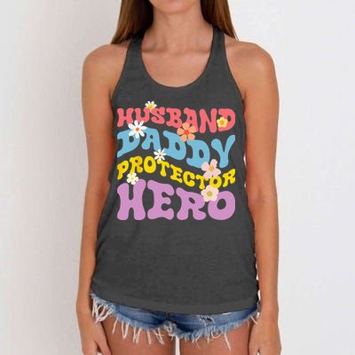 Husband Daddy Protector Hero Women's Knotted Racerback Tank