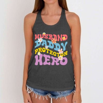 Husband Daddy Protector Hero Women's Knotted Racerback Tank