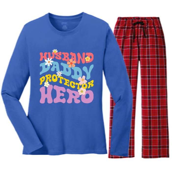 Husband Daddy Protector Hero Women's Long Sleeve Flannel Pajama Set 