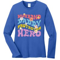 Husband Daddy Protector Hero Ladies Long Sleeve Shirt