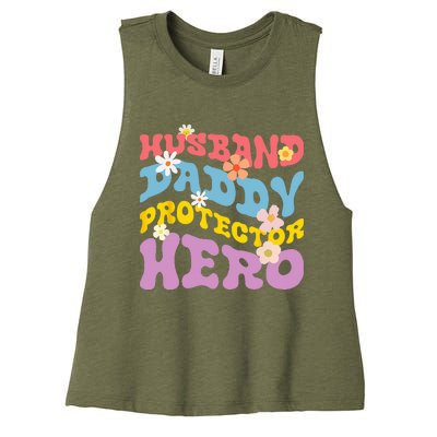 Husband Daddy Protector Hero Women's Racerback Cropped Tank