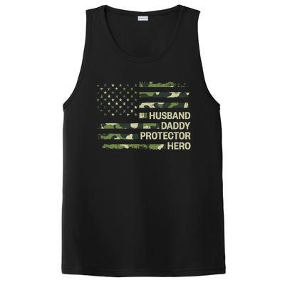 Husband Daddy Protector Hero Camouflage Flag Dad Fathers Day PosiCharge Competitor Tank