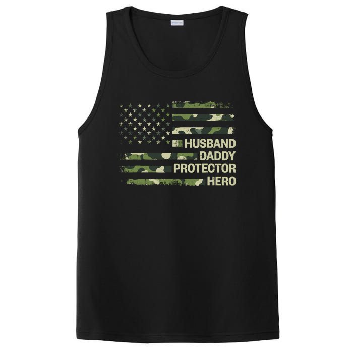 Husband Daddy Protector Hero Camouflage Flag Dad Fathers Day PosiCharge Competitor Tank