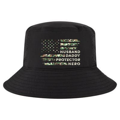 Husband Daddy Protector Hero Camouflage Flag Fathers Day Great Gift Cool Comfort Performance Bucket Hat