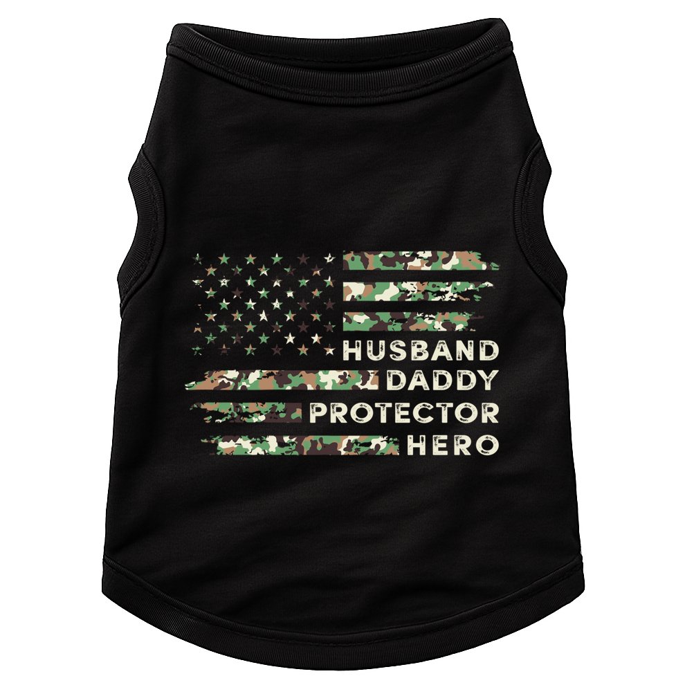 Husband Daddy Protector Hero Camouflage Flag Fathers Day Great Gift Doggie Tank