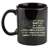 Husband Daddy Protector Hero Camouflage Flag Fathers Day Great Gift 11oz C Handle Ceramic Mug