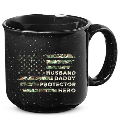 Husband Daddy Protector Hero Camouflage Flag Fathers Day Great Gift 15oz Campfire Ceramic Mug