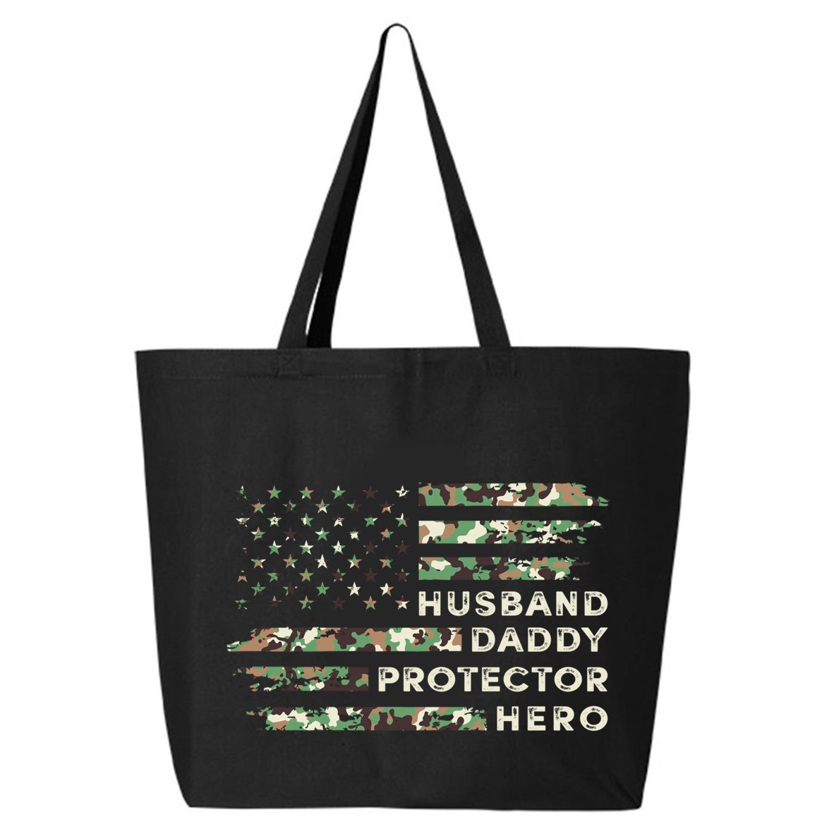 Husband Daddy Protector Hero Camouflage Flag Fathers Day Great Gift 25L Jumbo Tote