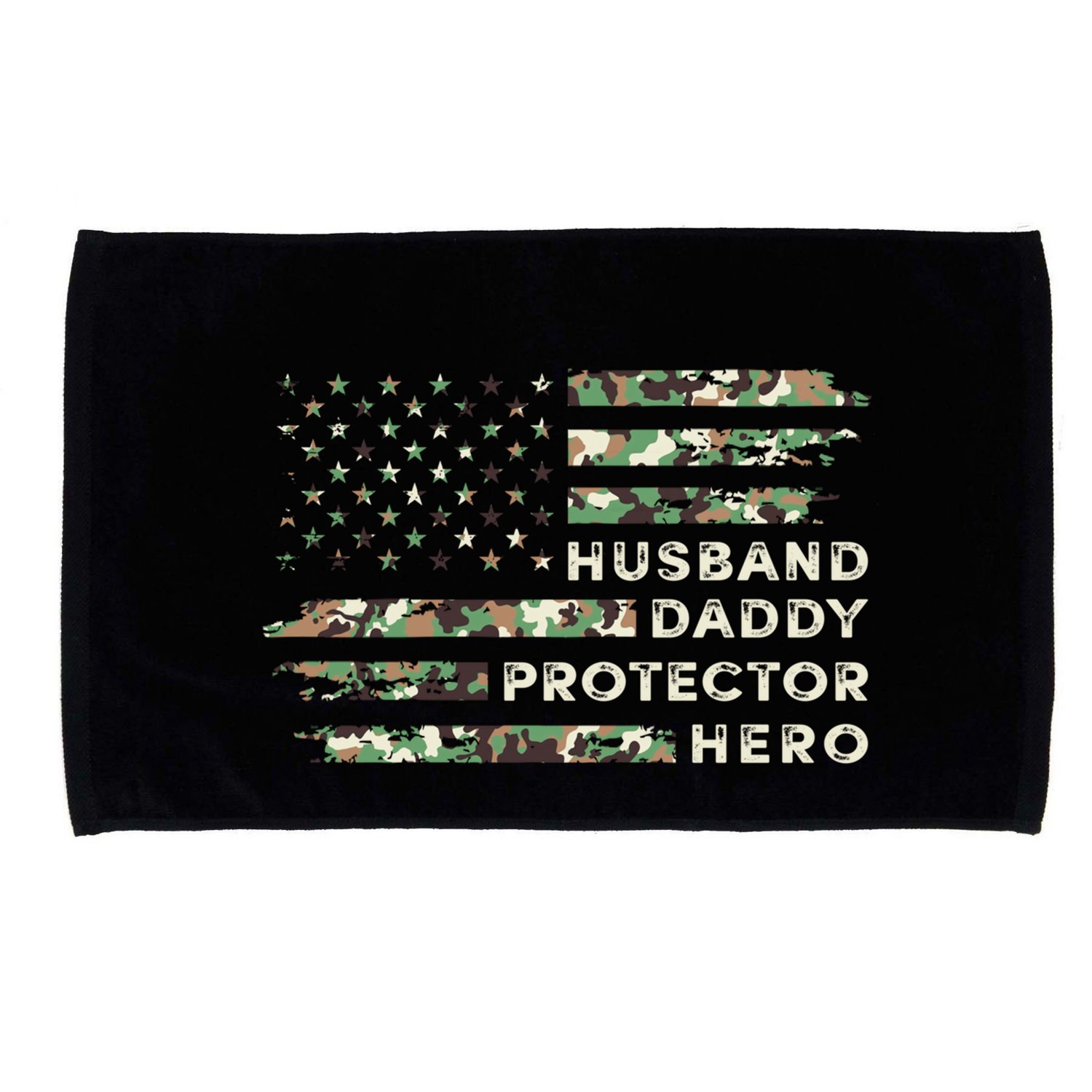 Husband Daddy Protector Hero Camouflage Flag Fathers Day Great Gift Microfiber Hand Towel