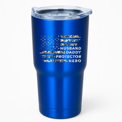 Husband Daddy Protector Hero Camouflage Flag Fathers Day Great Gift Tumbler