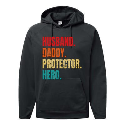 Husband Daddy Protector Hero Fathers Day Husband Birthday Performance Fleece Hoodie