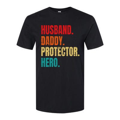 Husband Daddy Protector Hero Fathers Day Husband Birthday Softstyle® CVC T-Shirt