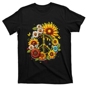 Hippie Daisy Peace Sign Retro Flower Sunflower Lovers T-Shirt