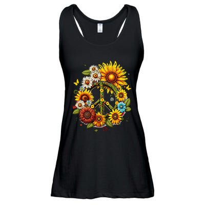 Hippie Daisy Peace Sign Retro Flower Sunflower Lovers Ladies Essential Flowy Tank