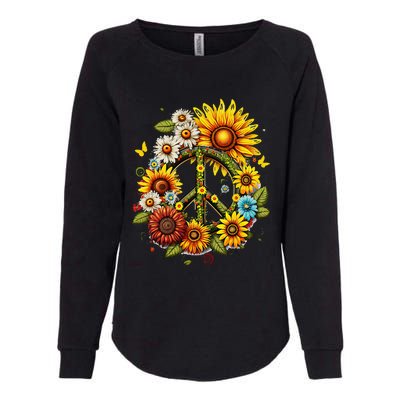 Hippie Daisy Peace Sign Retro Flower Sunflower Lovers Womens California Wash Sweatshirt